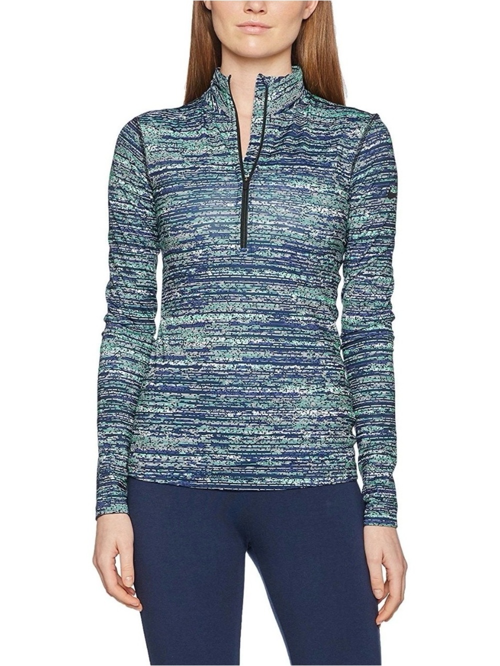 Nike Pro Dri-Fit Blue Black Space Dye 1/2-Zip Long Sleeve Athletic Pullover L